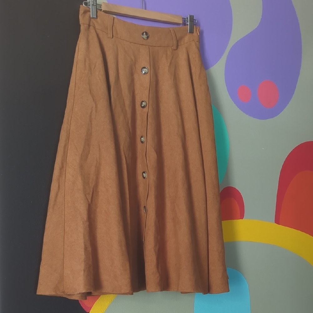 Brown Button-Down Women's Skirt